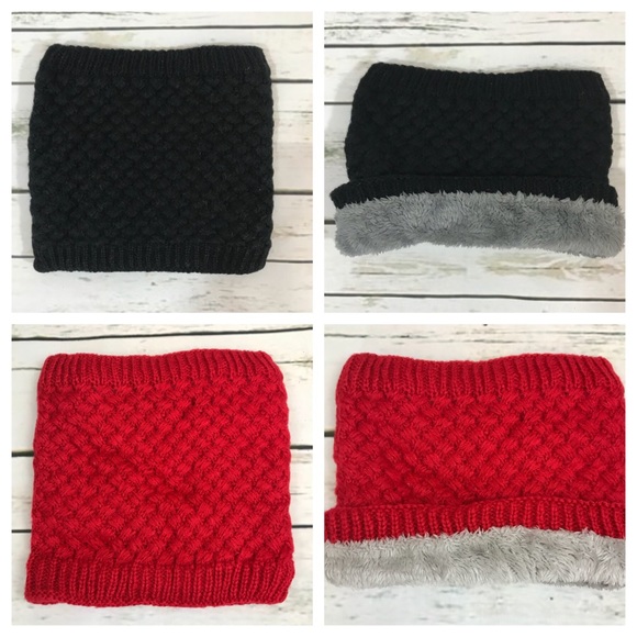 Warm Knitted Infinity Ring Scarf Lined with Fleece - Picture 7 of 8